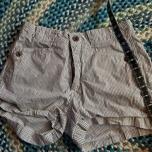 Classic Black and White Striped High Waist Women's Shorts